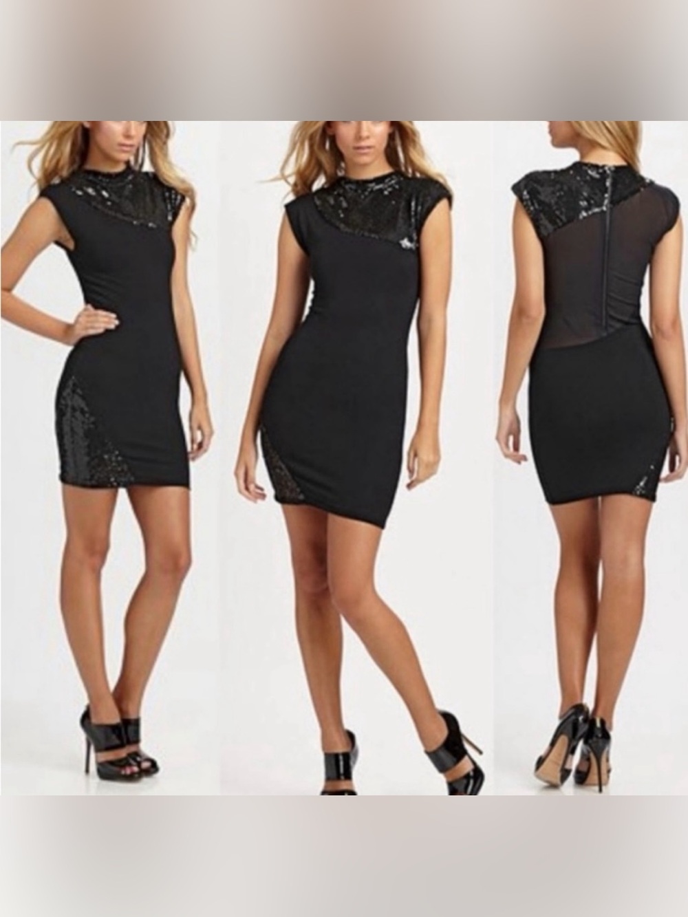 Alice+Olivia Black Bristol Sequin Mini Dress Size Small